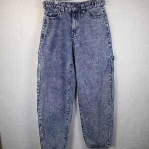 Blue‎ Asphalt Acid Wash Carpenter Jeans Womens Small High Rise Tapered Leg Blue
